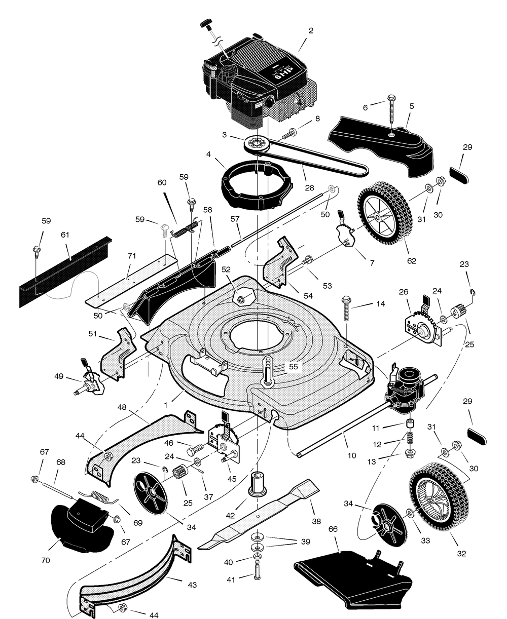 Mower Housing Assembly Diagram and Parts List for 228610X68C 2004 Briggs and Stratton Lawn Mower